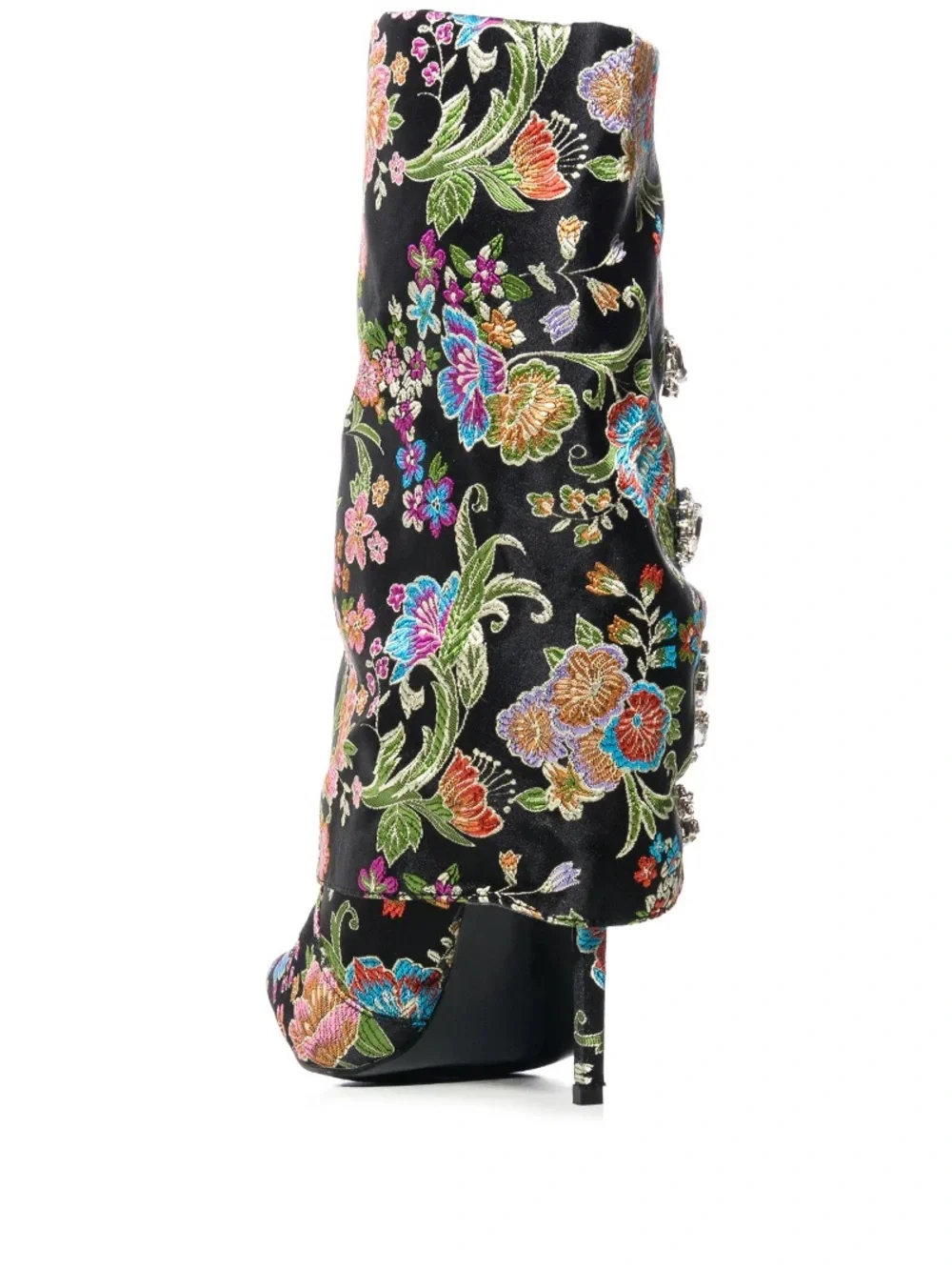 Azalea Wang Tilley Floral Print Foldover Bootie w/ Gemstone Detail